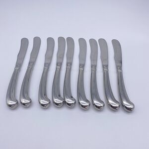 Set of 9 Gorham Colonial Tip Dinner Knives 18/8 Stainless Glossy 9” Korea